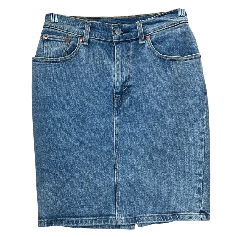Levi Strauss Co Denim Pencil Skirt Blue Wash Size 26 Gorpcore Grunge bikercore